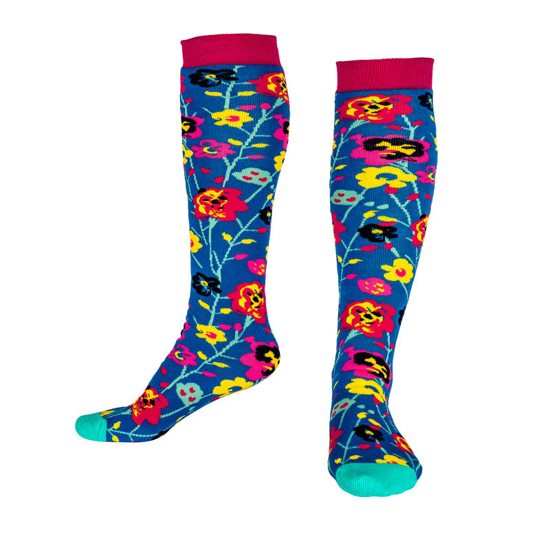 Adult Welly Socks, Funky Flowers