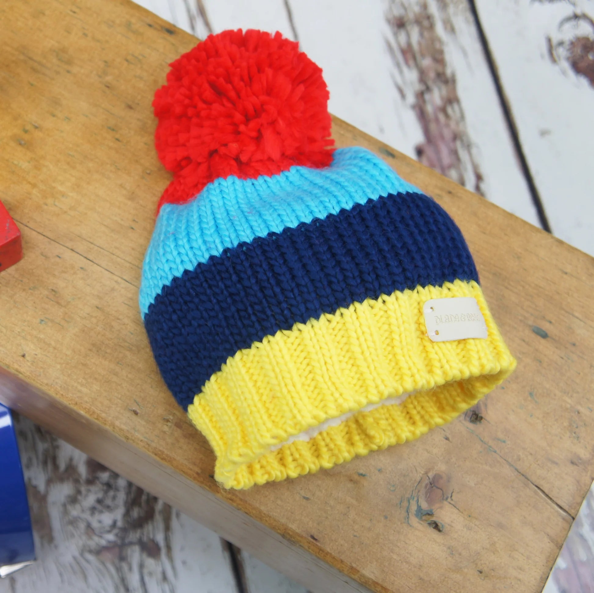 Blade & Rose bright stripe bobble hat for kids – colourful knitted winter hat