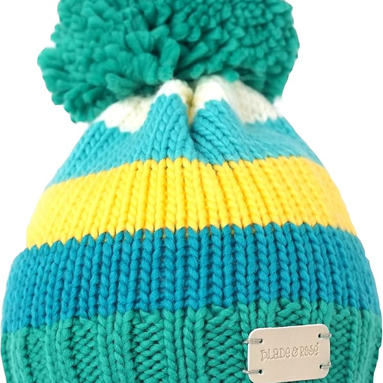Blade & Rose green and mustard bobble hat for kids – knitted winter hat