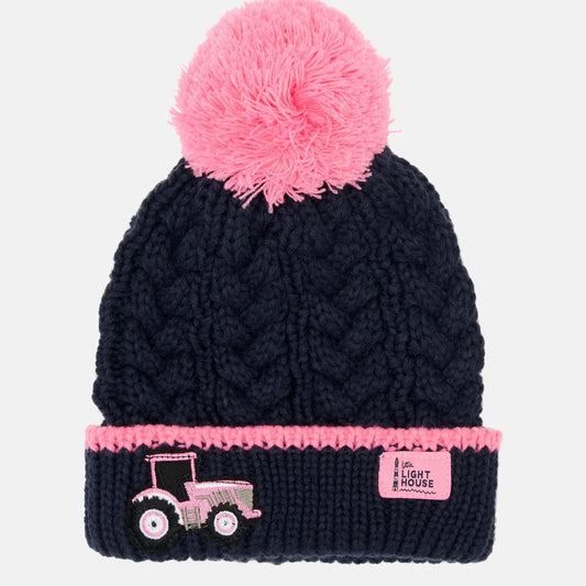 Little Lighthouse Bobbie Bobble Hat, Pink Tractor
