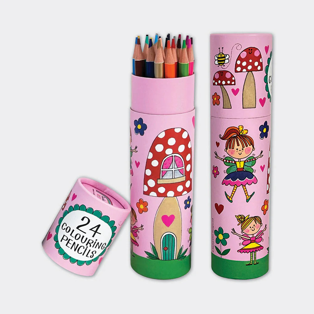 Rachel Ellen 24 Coloured Pencil Tube | Children's Colouring Pencils with Storage Tube