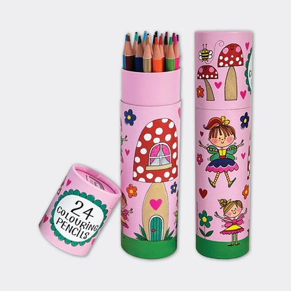 Rachel Ellen 24 Coloured Pencil Tube | Children's Colouring Pencils with Storage Tube