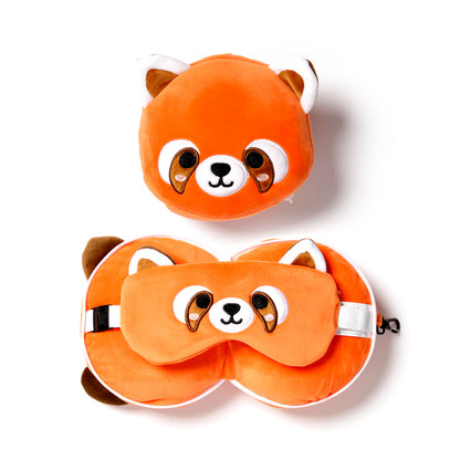 Relaxeazzz Travel Pillow & Eye Mask, Red Panda
