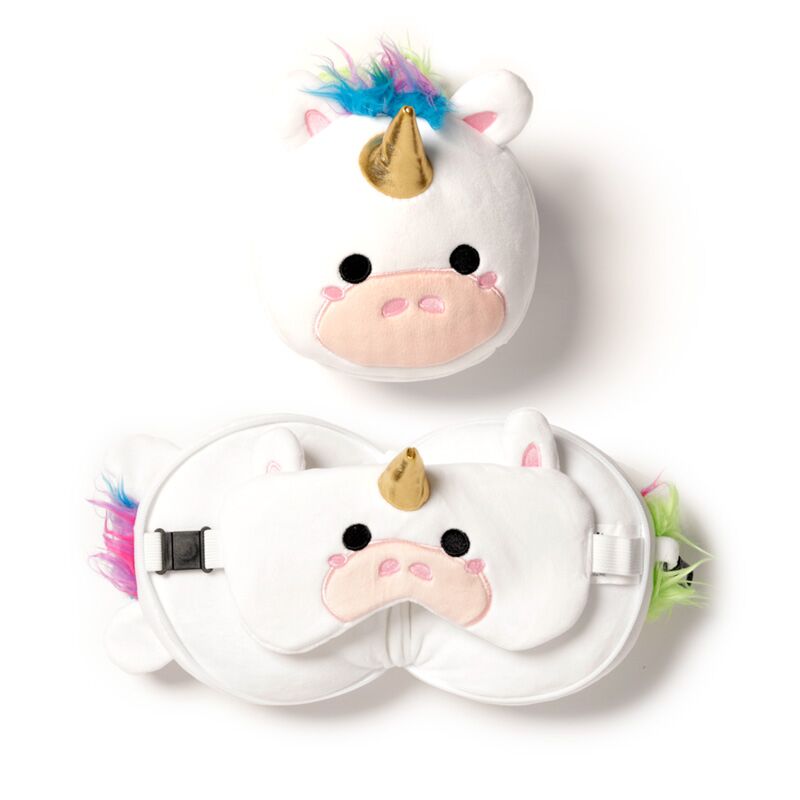 Relaxeazzz Travel Pillow & Eye Mask, Unicorn