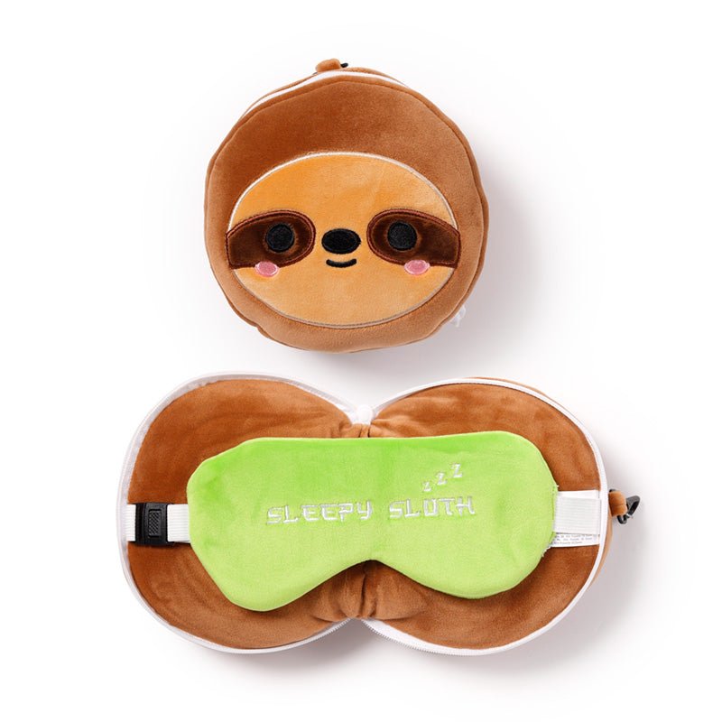 Relaxeazzz Travel Pillow & Eye Mask, Sloth