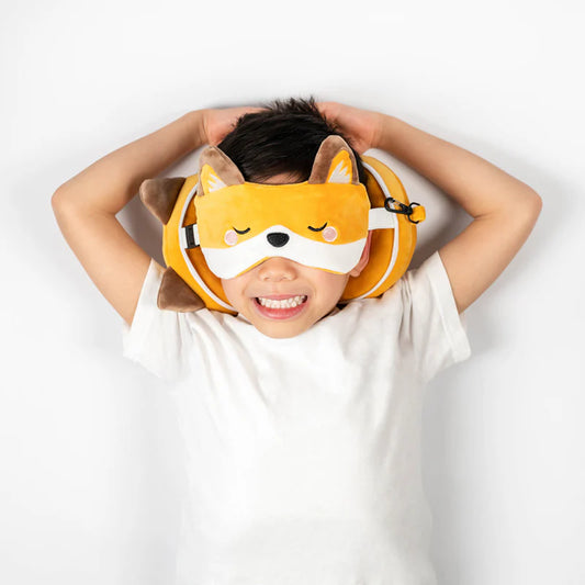 Relaxeazzz Travel Pillow & Eye Mask, Finnick The Fox