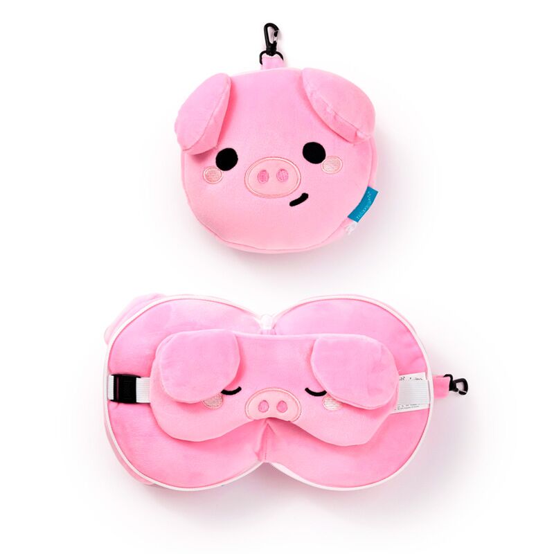Relaxeazzz Travel Pillow & Eye Mask, Oliver The Pig