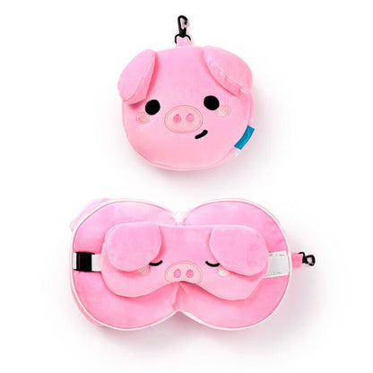 Relaxeazzz Travel Pillow & Eye Mask, Oliver The Pig