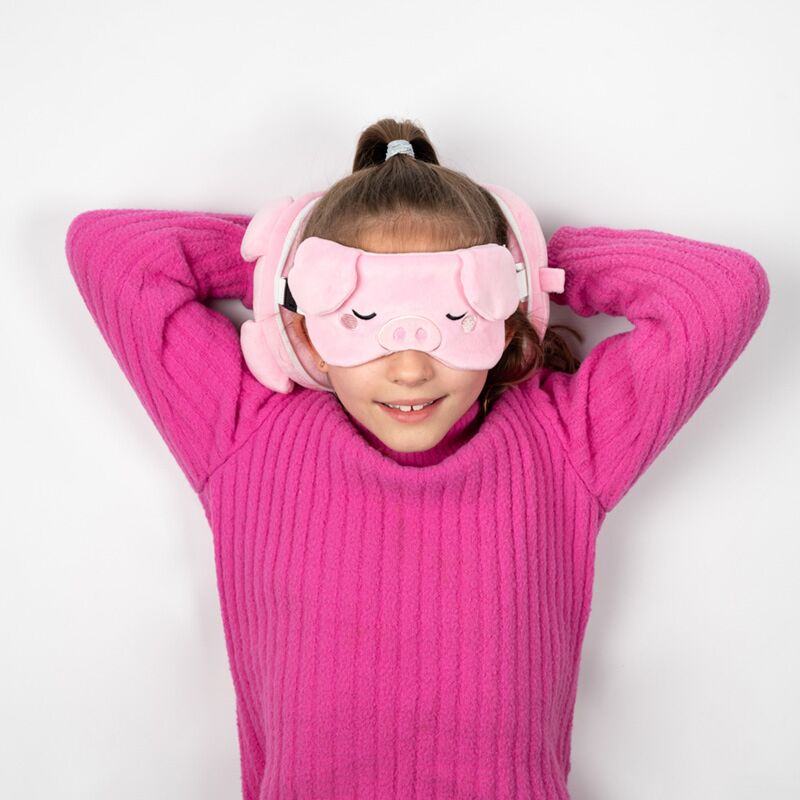 Relaxeazzz Travel Pillow & Eye Mask, Oliver The Pig