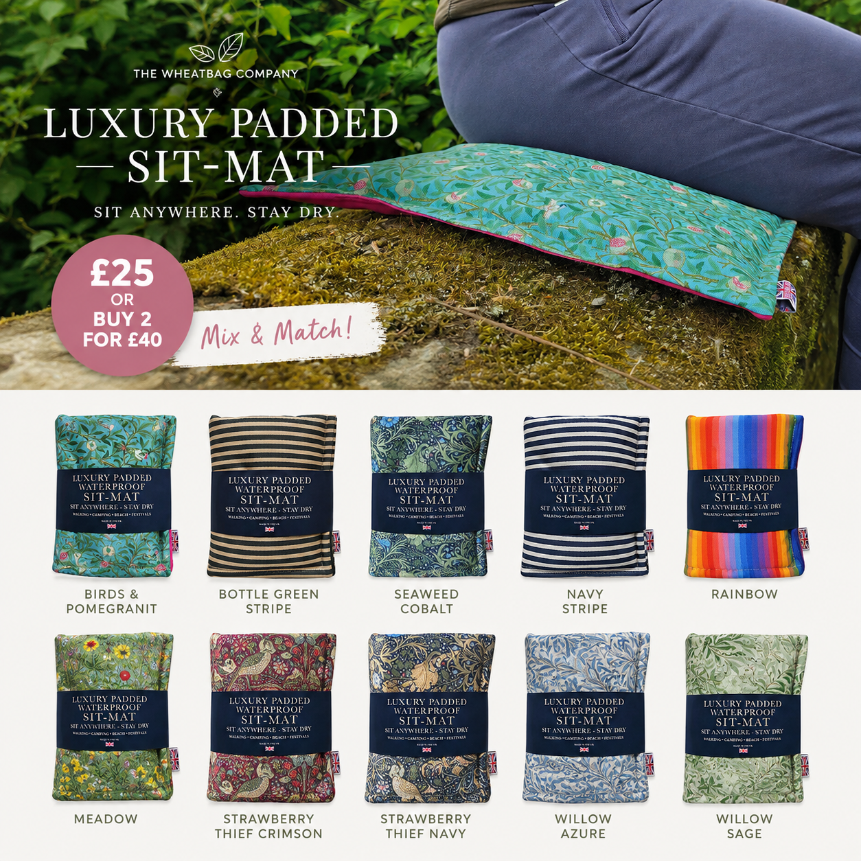 Luxury Padded Waterproof Sit-Mat – Handmade Outdoor Cushion Seat Pad