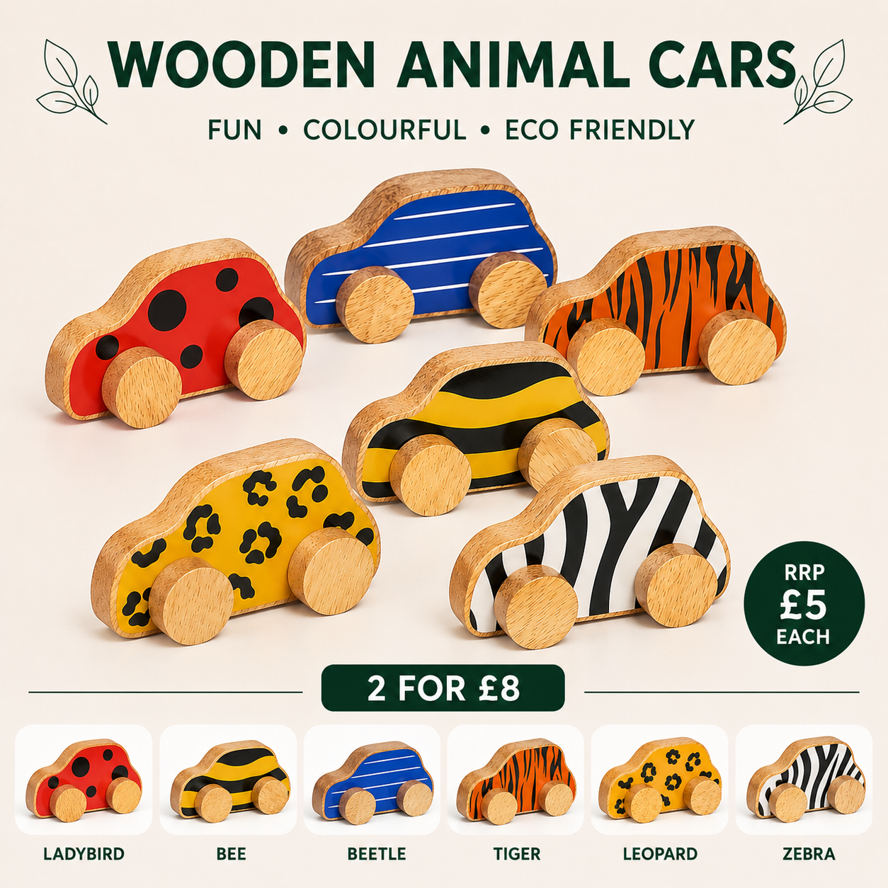 Lanka Kade Wooden Animal Push Along Cars – FSC Fair Trade Toddler Toys