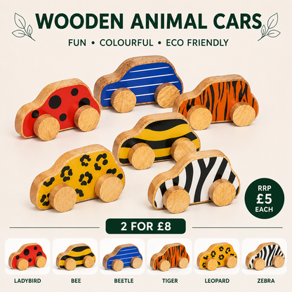 Lanka Kade Wooden Animal Push Along Cars – FSC Fair Trade Toddler Toys