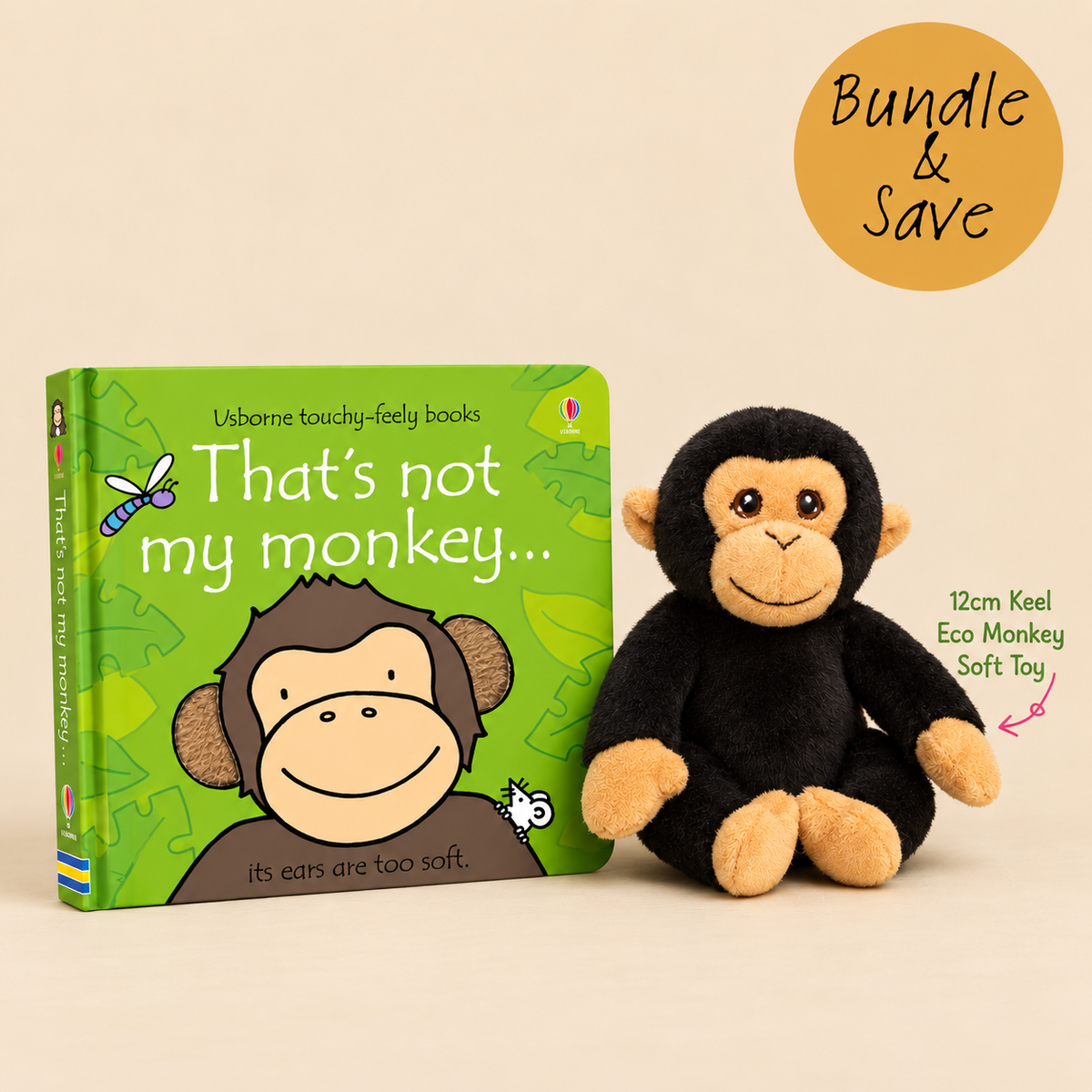 Usborne That's Not My Monkey Book & Keel Eco Monkey Gift Bundle