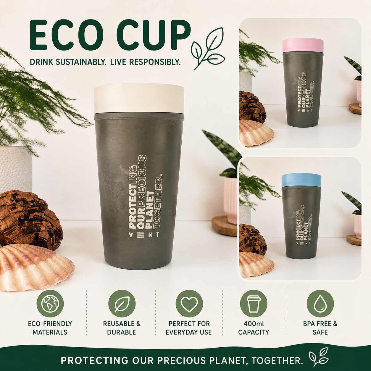 VENT for Change Reusable Travel Cup – Reclaimed Ocean Bound Plastic
