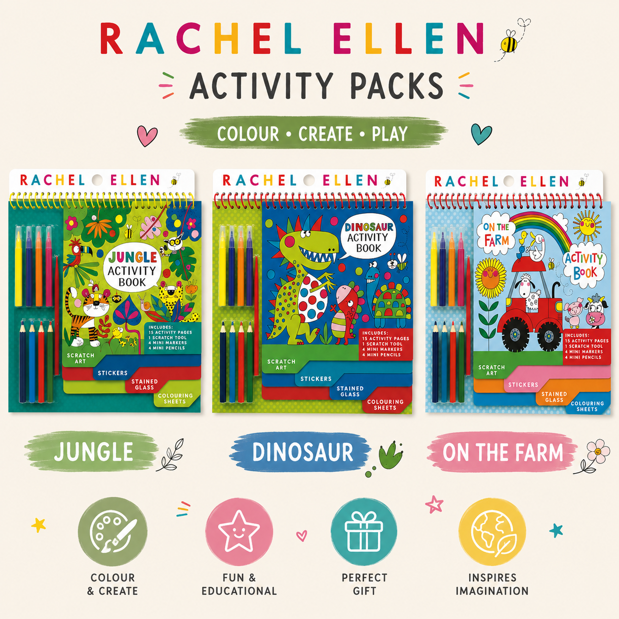 Rachel Ellen Activity Book with Scratch Art, Stickers & Colouring Set