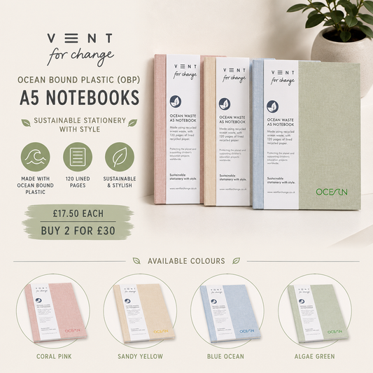 Vent For Change A5 Recycled Ocean Plastic Notebook – Eco-Friendly Lined Journal