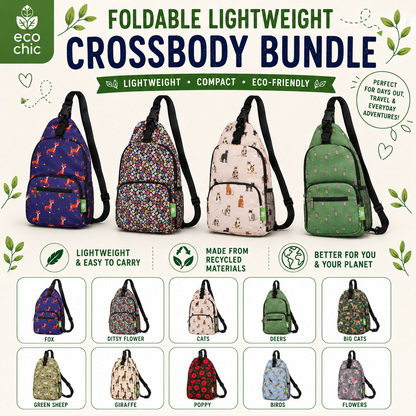 Eco Chic Foldable Crossbody Bag – Ditsy Lightweight Reusable Bag