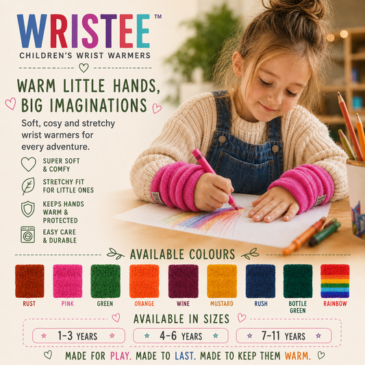 Wristees® Junior Wrist Warmers – Soft Fleecy Wrist Warmers for Children Aged 1–3, 4–6 & 7–11 Years