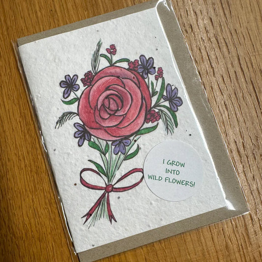 Seed Greeting Card, Pink Roses