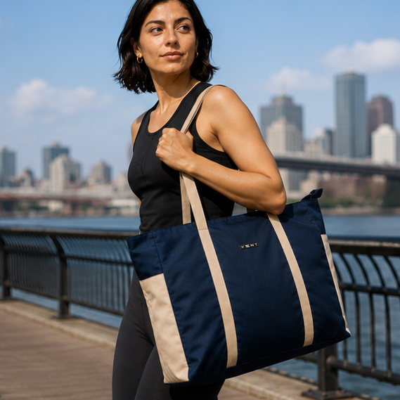 VENT for Change Large Recycled Zipped Shopper Bag – Ocean Bound Plastic - Navy