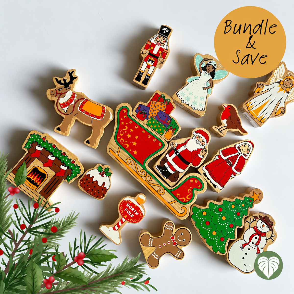 Lanka Kade Wooden Christmas Play Set Bundle - 15 Items