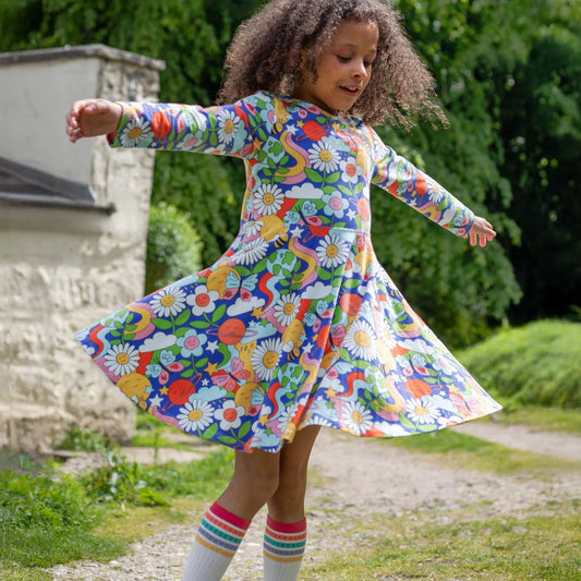 Sofia Skater Dress, Retro Happy