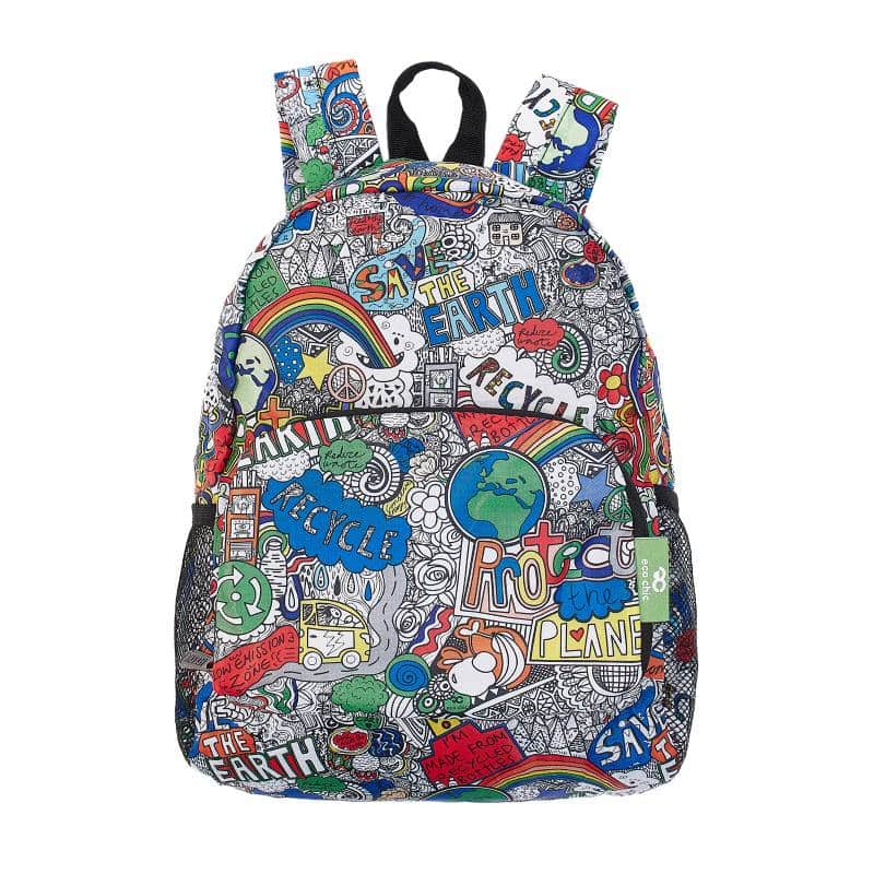 Eco Chic Mini Backpack – Save the Planet print