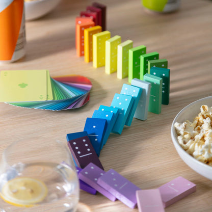 Block Design Gradient Wooden Dominoes – Colour Wheel Inspired Wooden Domino Set
