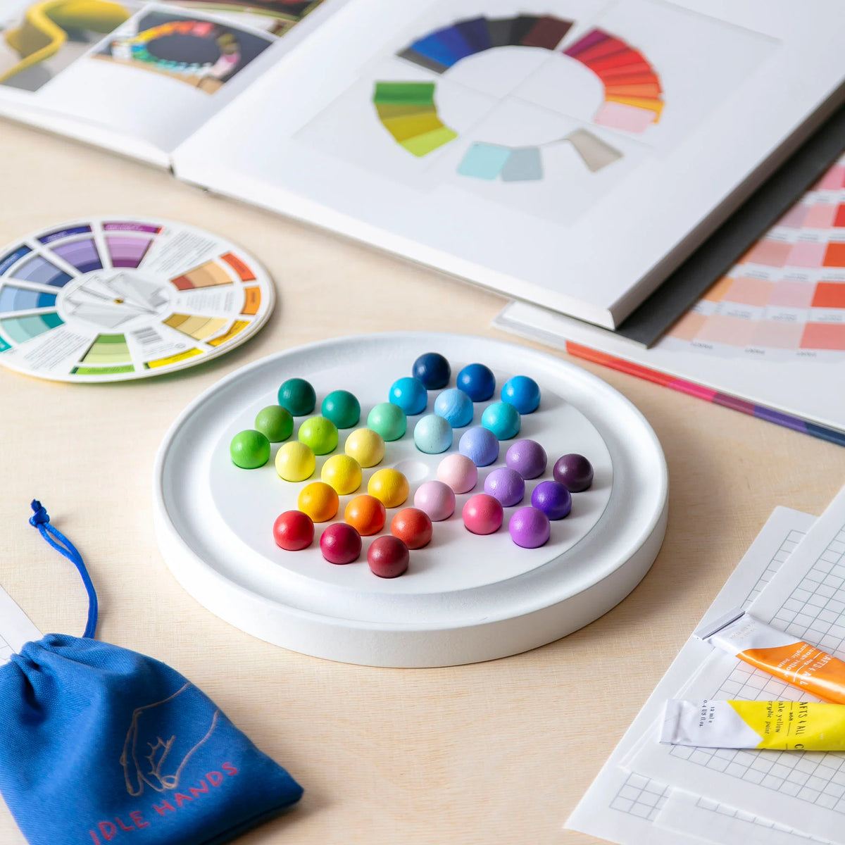 Block Design Colour Wheel Wooden Solitaire Game – Wooden Brain Teaser & Mindful Puzzle