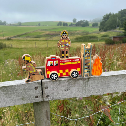 Lanka Kade Wooden Fire & Emergency Services Play Set – Fair Trade Wooden Toy Bundle