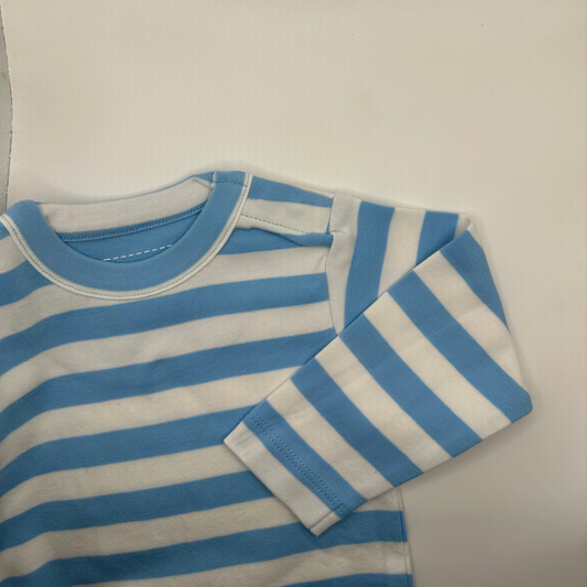 Piccalilly Light Blue Striped Bodysuit – Organic Cotton Bodysuit/Vest with Stripes & Long Sleeves