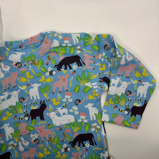 Piccalilly Country Friends Bodysuit – Organic Cotton Bodysuit/Vest with Farm Animal Print