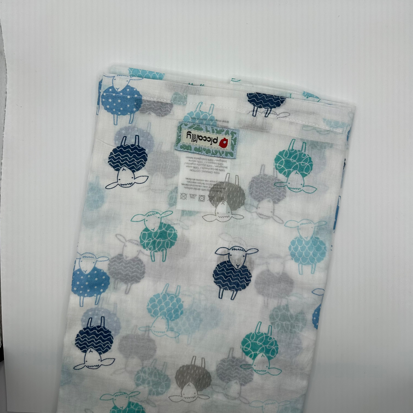 Piccalilly Sheep Muslin Cloth – Organic Cotton Baby Swaddle and Comforter