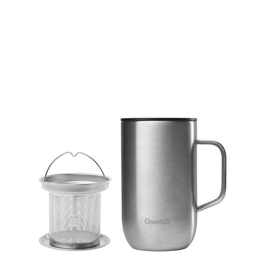 470ml Insulated Stainless Steel Mug With Handle, Brushed Steel