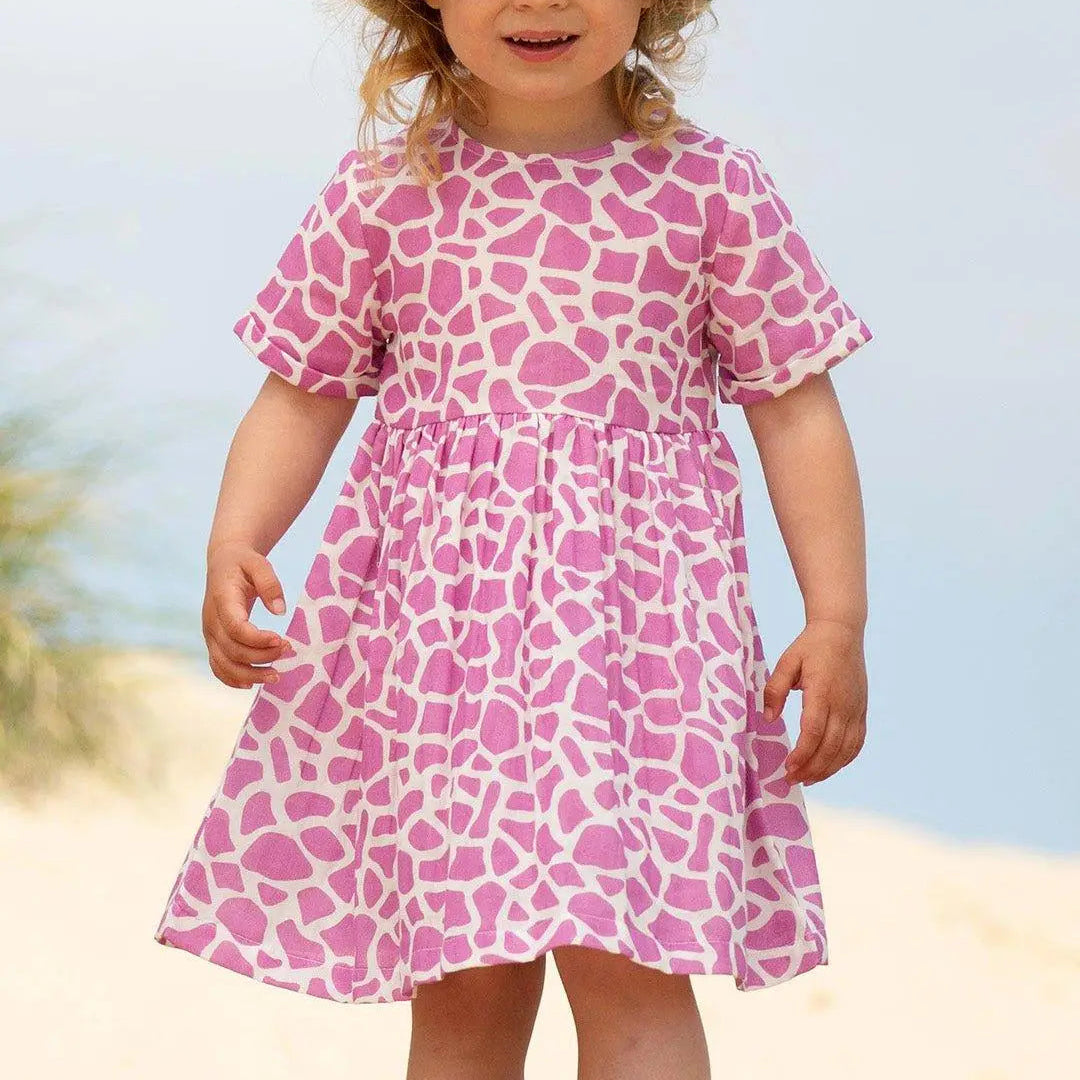 Kite Giraffe Print Dress – Organic Cotton Kids Dress