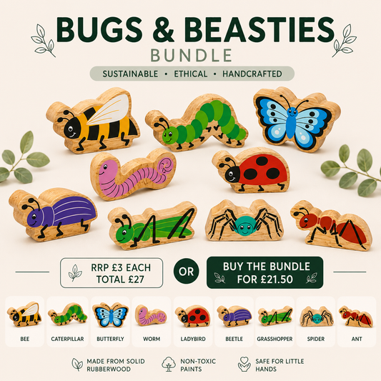Lanka Kade Bugs & Beasties Bundle – Fair Trade Wooden Minibeast Toy Set