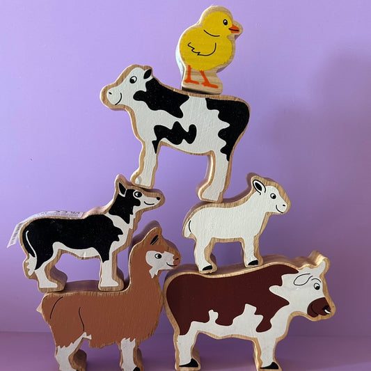 Lanka Kade Wooden Farm Animal Bundle – Set of 6 Fair Trade Wooden Animals for Kids