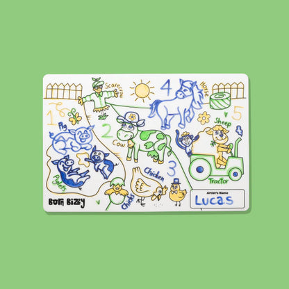Born Bizzy, Silicone Colouring Mat Sets, Mini Mat (30x20cm)