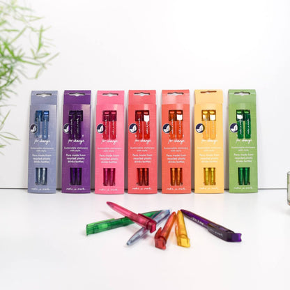 Vent For Change Recycled Pens (Pack of 2) – “Make a Mark” Eco Ballpoint Pens, Various Colours