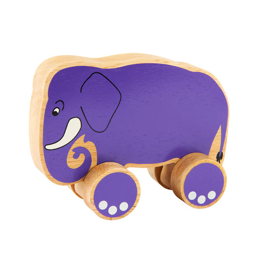 Natural Wooden Elephant Push Along