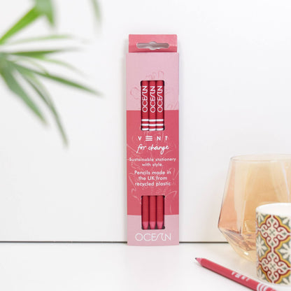Vent For Change Recycled Pencils (Pack of 3) – Eco-Friendly Ocean Range Pencils