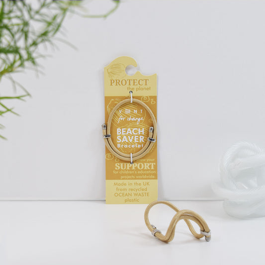 Vent For Change Beach Saver Bracelet | Recycled Ocean Plastic Adjustable Bracelet- Sandy Yellow