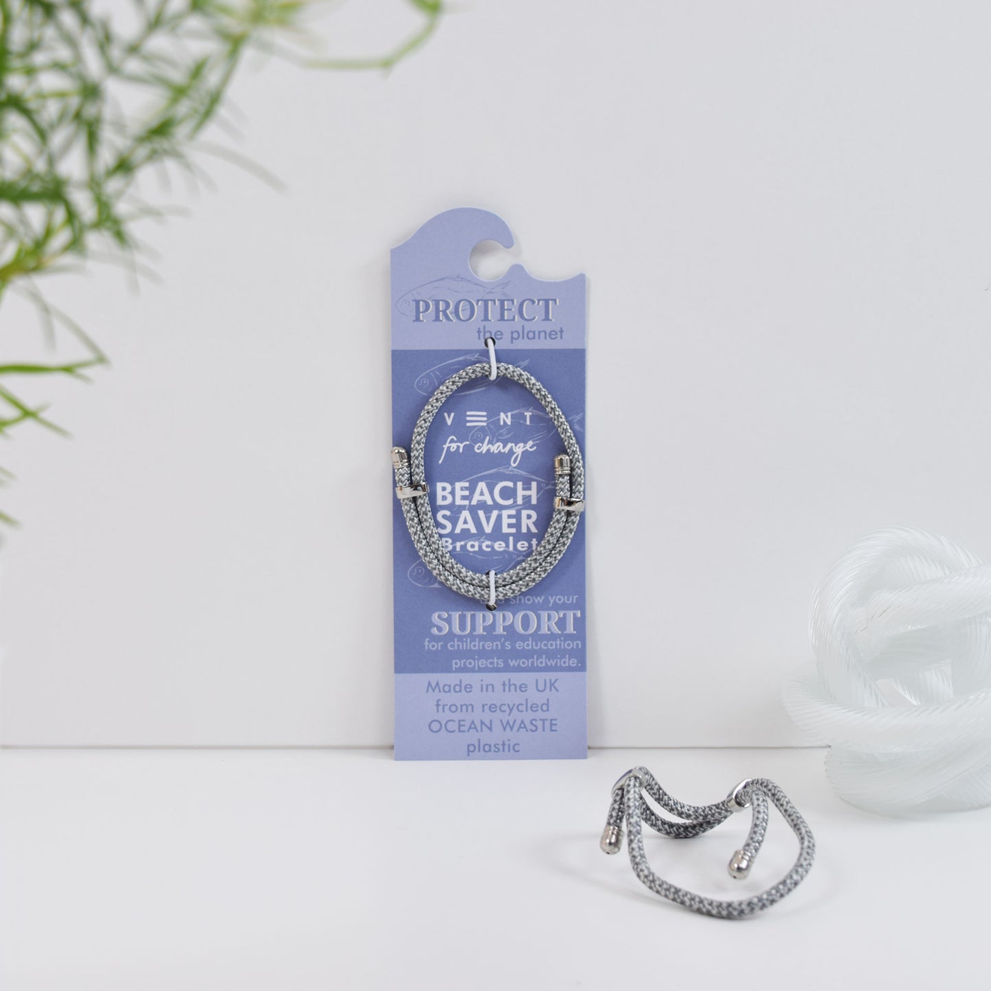 Vent For Change Beach Saver Bracelet | Recycled Ocean Plastic Adjustable Bracelet- Sea Blue