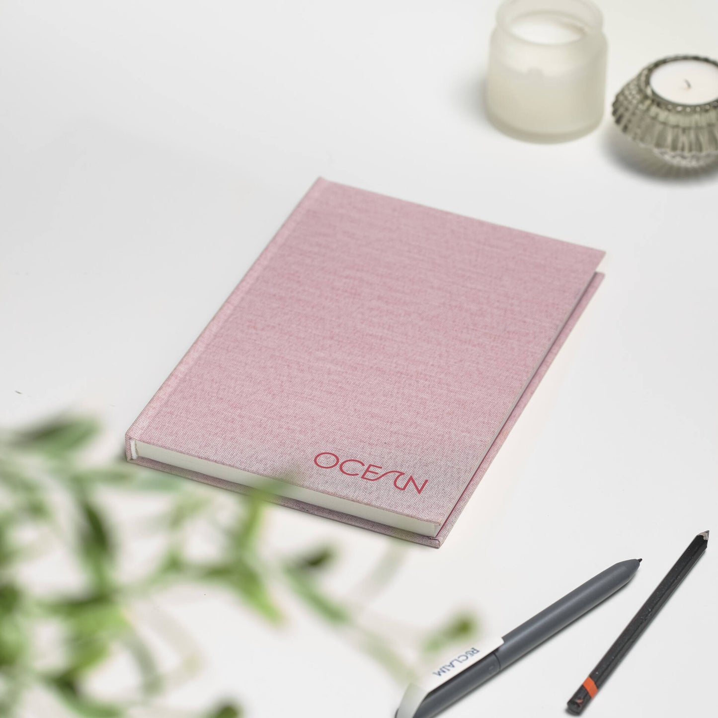 Vent For Change A5 Recycled Ocean Plastic Notebook – Eco-Friendly Lined Journal in Coral Pink