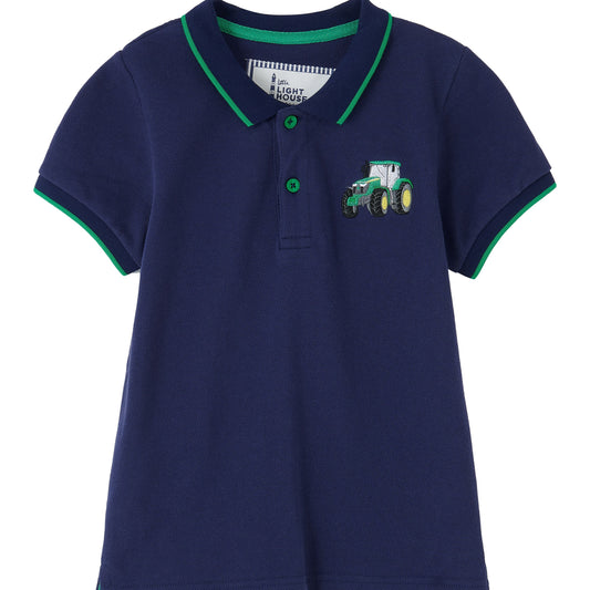 Little Lighthouse Piers Polo Shirt, Green Tractor