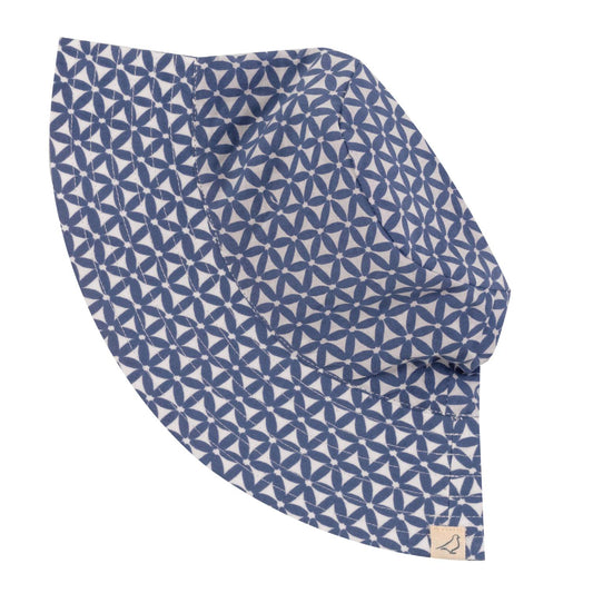 Pigeon Organics Easy Sun Hat – Reversible Organic Cotton Kids Hat, Block Print/Blue