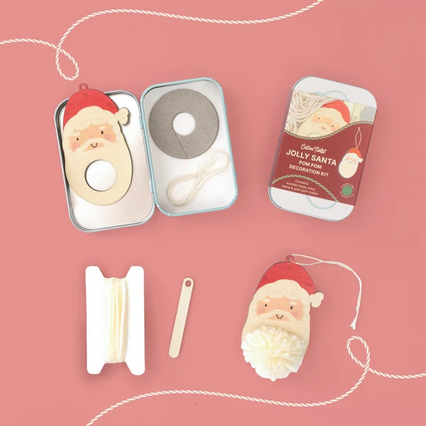 CottonTwist Make Your Own Pom Pom Santa/Father Christmas Craft Kit – Children's Santa/Father Christmas Activity Tin