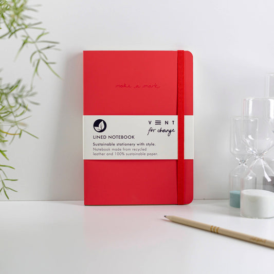 A5 Recycled Leather Notebook - Make a Mark - Red