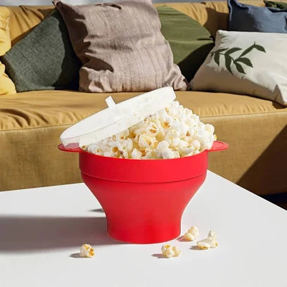 Silicone collapsible microwave popcorn popper, BPA-free and dishwasher safe