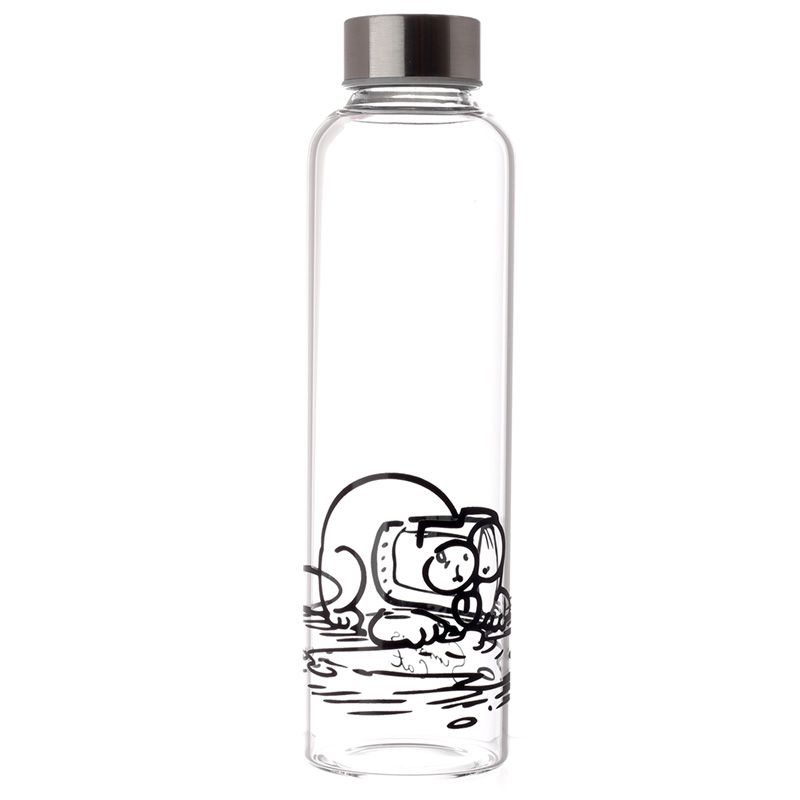 Simon’s Cat Reusable Glass Water Bottle 500ml | BPA Free with Neoprene Sleeve & Strap